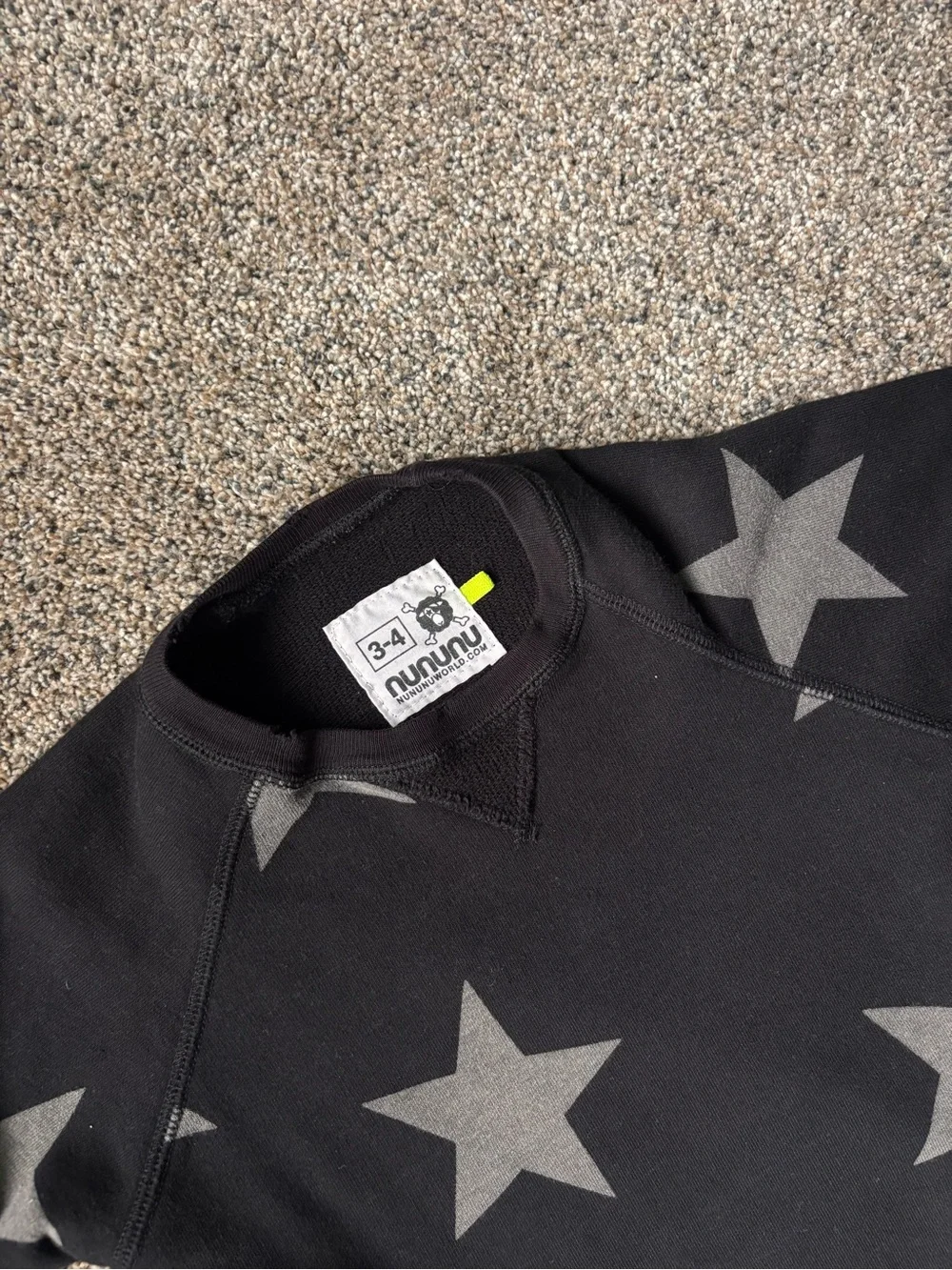 Nununu Black Crewneck Sweater with Gray Star Print